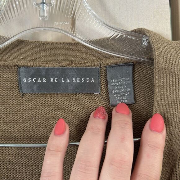 Oscar De La Renta Mens Cardigan Large Grandpa Sweater Old Money Knit Classic - Picture 3 of 12